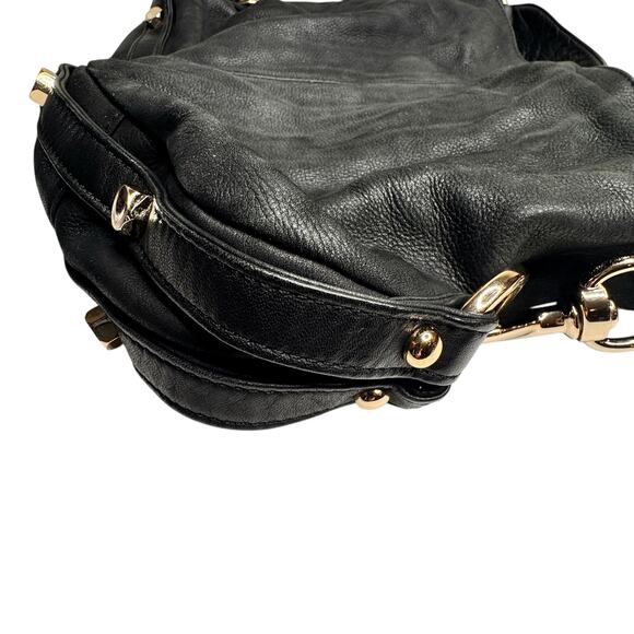Rebecca Minkoff Black  Hobo Leather Moto Handbag Purse with Dust Cover Bag - Picture 7 of 13